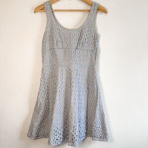 Loft Blue Lace Cutout Fit & Flare Dress Size 4